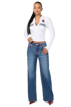 RIBBED POLO HENLEY LONG SLEEVE TOP