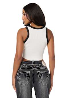 AIRBRUSH RACERBACK RIBBED TANK TOP
