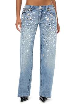 CUSTOM JUNO LOW RISE CRYSTAL BAGGY JEAN