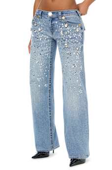 CUSTOM JUNO LOW RISE CRYSTAL BAGGY JEAN