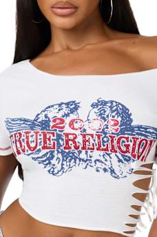 CUSTOM OFF-THE-SHOULDER LACE-UP TEE