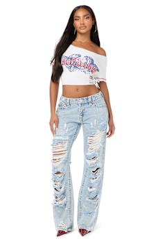 CUSTOM OFF-THE-SHOULDER LACE-UP TEE