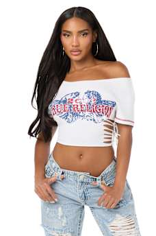 CUSTOM OFF-THE-SHOULDER LACE-UP TEE