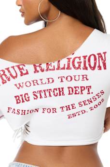 CUSTOM OFF-THE-SHOULDER LACE-UP TEE