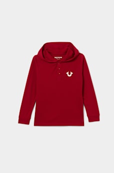BOYS WORLD TOUR HOODED HENLEY TEE, image 2