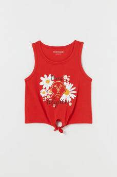 GIRLS DAISY GLITTER BUDDHA LOGO TANK, image 1