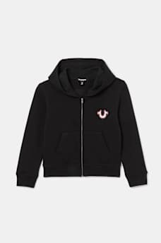 GIRLS GLITTER LOGO ZIP HOODIE, image 2
