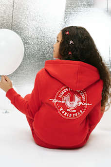 GIRLS GLITTER LOGO ZIP HOODIE, image 1
