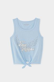 GIRLS IRIDESCENT WINGED LOGO TIE TANK TOP, image 1
