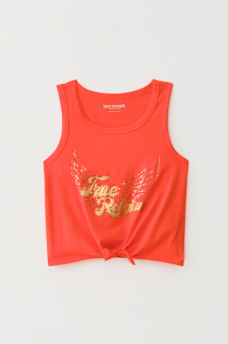 GIRLS IRIDESCENT WINGED LOGO TIE TANK TOP, image 2