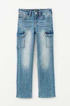 GIRLS WIDE LEG CARGO JEAN, image 1