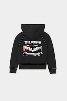 GIRLS CRYSTAL WINGED LOGO ZIP HOODIE, image 2