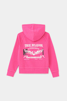 GIRLS CRYSTAL WINGED LOGO ZIP HOODIE, image 4