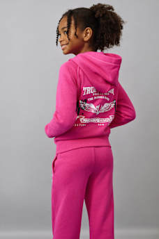 GIRLS CRYSTAL WINGED LOGO ZIP HOODIE, image 1