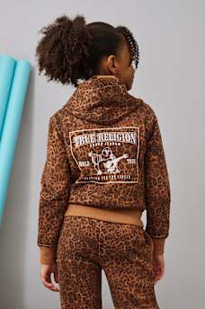 GIRLS LEOPARD PRINT HOODIE, image 1