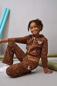 GIRLS LEOPARD PRINT SWEAT PANT, image 2