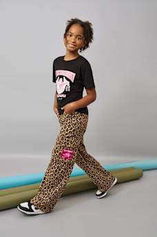 GIRLS LEOPARD PRINT WIDE LEG CARGO PANT, image 1