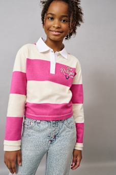 GIRLS LOGO RUGBY LONG SLEEVED TOP, image 1