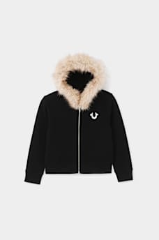 GIRLS FUR HOOD ZIP-UP HOODIE, image 3