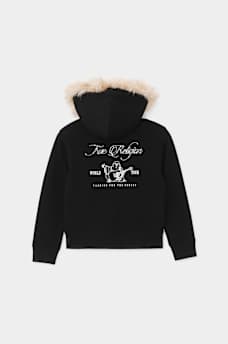 GIRLS FUR HOOD ZIP-UP HOODIE, image 4