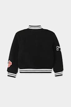 GIRLS EMBROIDERED PATCH LOGO FLEECE VARSITY JACKET, image 3
