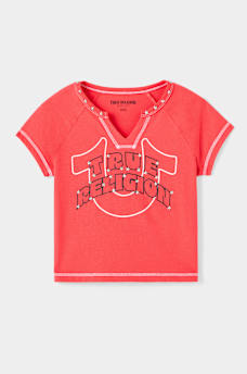 GIRLS HORSESHOE LOGO STUDDED RAGLAN TEE, image 2