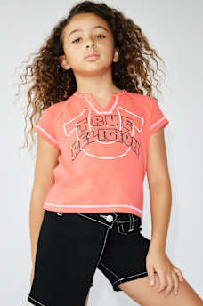 GIRLS HORSESHOE LOGO STUDDED RAGLAN TEE, image 1