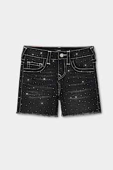 GIRLS JAYDE CRYSTAL FRAYED HEM SHORT