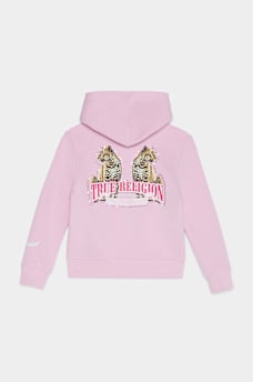 GIRLS LEOPARD ZIP HOODIE