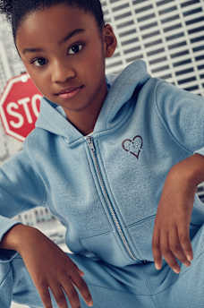 GIRLS HEART ZIP HOODIE