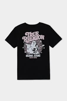GIRLS GLITTER BUDDHA CREWNECK TEE