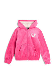 GIRLS VELOUR STUD ZIP HOODIE