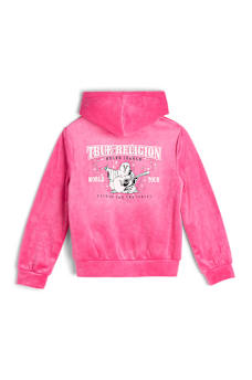 GIRLS VELOUR STUD ZIP HOODIE