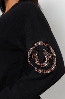 CRYSTAL HORSESHOE PULLOVER SWEATER, image 2