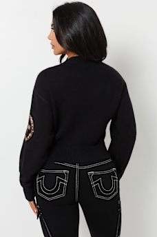 CRYSTAL HORSESHOE PULLOVER SWEATER, image 4