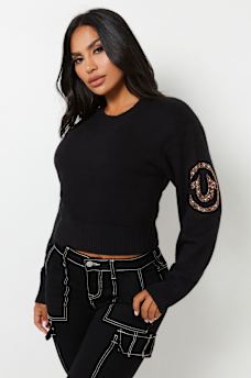 CRYSTAL HORSESHOE PULLOVER SWEATER, image 1