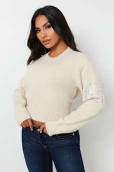 CRYSTAL HORSESHOE PULLOVER SWEATER, image 2