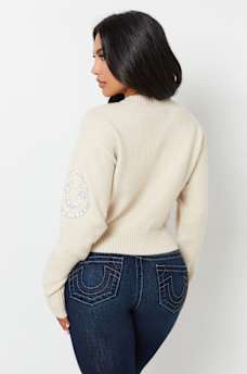 CRYSTAL HORSESHOE PULLOVER SWEATER, image 5