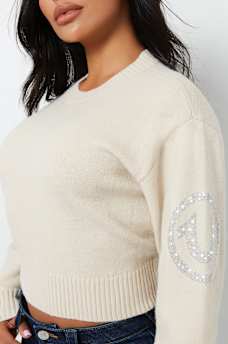 CRYSTAL HORSESHOE PULLOVER SWEATER, image 1
