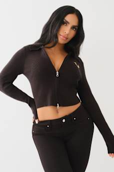 RIB COLLAR ZIP SWEATER, image 3