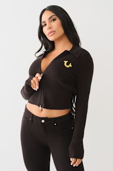 RIB COLLAR ZIP SWEATER, image 4