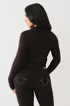 RIB COLLAR ZIP SWEATER, image 6