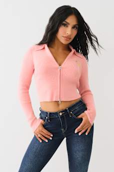 RIB COLLAR ZIP SWEATER, image 3