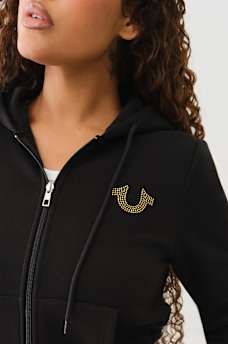 CRYSTAL METALLIC LOGO ZIP HOODIE, image 4