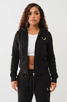 CRYSTAL METALLIC LOGO ZIP HOODIE, image 5