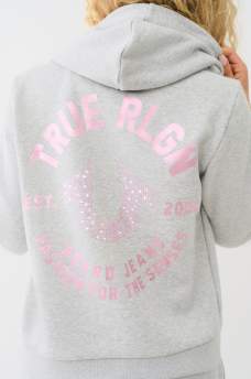 CRYSTAL METALLIC LOGO ZIP HOODIE, image 1