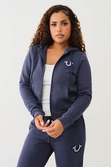 CRYSTAL METALLIC LOGO ZIP HOODIE, image 2
