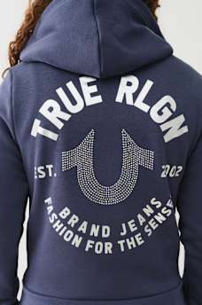 CRYSTAL METALLIC LOGO ZIP HOODIE, image 1