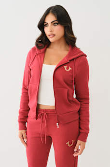 CRYSTAL METALLIC LOGO ZIP HOODIE, image 2