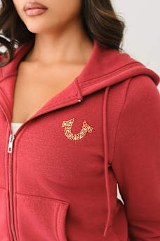 CRYSTAL METALLIC LOGO ZIP HOODIE, image 5